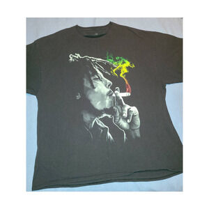 Zion Rootswear Bob Marley T-Shirt Mens Size 2XL Black Crew Neck Short Sleeve (M)